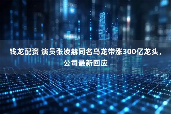 钱龙配资 演员张凌赫同名乌龙带涨300亿龙头，公司最新回应