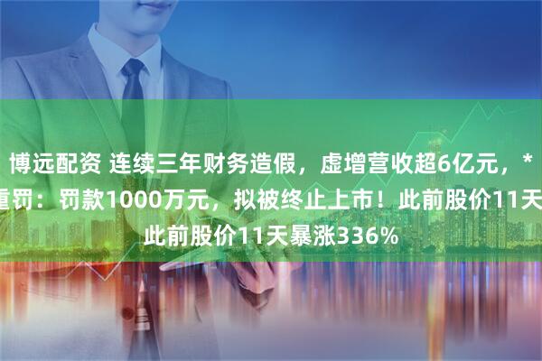 博远配资 连续三年财务造假，虚增营收超6亿元，*ST立方被重罚：罚款1000万元，拟被终止上市！此前股价11天暴涨336%