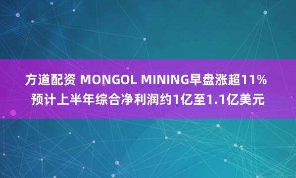 方道配资 MONGOL MINING早盘涨超11% 预计上半年综合净利润约1亿至1.1亿美元